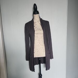 Elegant Brown Women's Sweater Cable Knit Long Cardigan